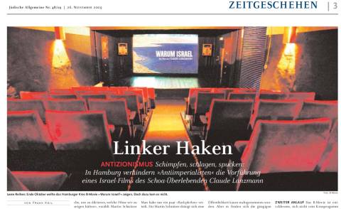 Das B-Movie in Hamburg. Artikel in der Jüdischen Allgemeinen Zeitung vom 26. November 2009(screenshot)