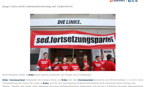 junge union sucht auseinandersetzung mit linkspartei (screenshot dorfinfo 19.8.2010)